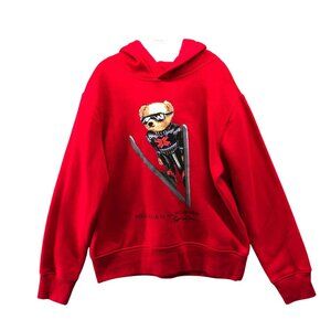 Polo Ralph Lauren Kids Size 8 Polo Bear Hoodie Red Ski Bear Pullover